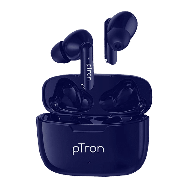 pTron Bassbuds Duo 140318093 TWS Earbuds with Passive Noise Cancellation (IPX4 Water Resistant, 32 Hours Playback, Blue)_1