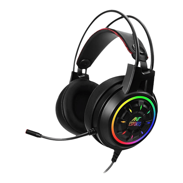 ANT ESPORTS H707 HD RGB Wired Gaming Headset with Active Noise Cancellation (50mm HD Drivers, Over Ear, Black)_1