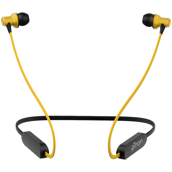 pTron Avento Classic 140317898 Neckband with Passive Noise Cancellation (Sweat & Water Resistant, Hi-Fi Stereo Sound, Black & Yellow)_1