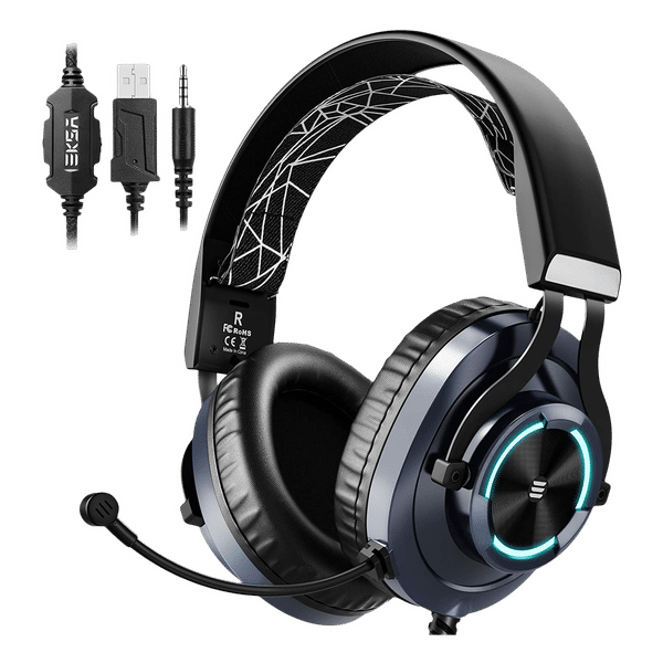 EKSA E3000 Wired Gaming Headset with Environmental Noise Cancellation (RGB light, Over Ear, Blue)_1