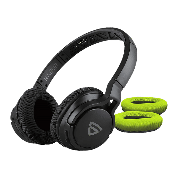 RAEGR AirBeats 500 RG10067 Bluetooth Headphone with Mic (10 Hours Playback, Over Ear, Black & Green)_1