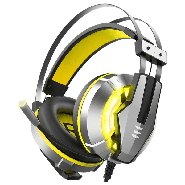 EKSA E800 Wired Gaming Headset with Noise Cancellation (LED light, Over Ear, Yellow)_1