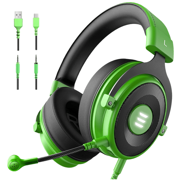 EKSA E900 Pro Wired Gaming Headset with Noise Cancellation (7.1 Virtual Surround Sound, Over Ear, Green)_1