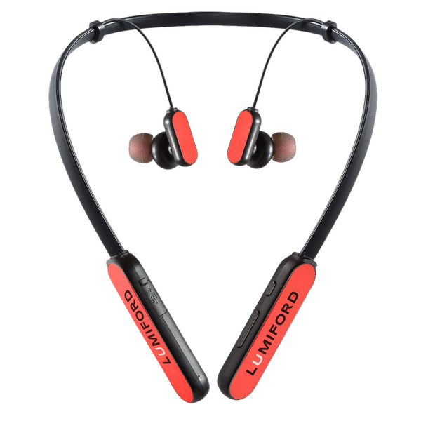 LUMIFORD XploriaHD XP50 Neckband with Active Noise Cancellation (IPX7 Water Resistant, Dual Pairing Technology, Red)_1