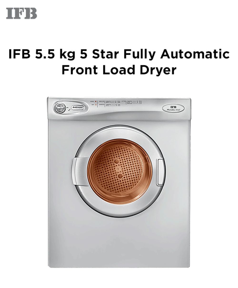 IFB 5.5 kg Fully-automatic Dryer (TURBO DRY EX, Silver, Wall Mountable,Anti  crease) : : Home & Kitchen