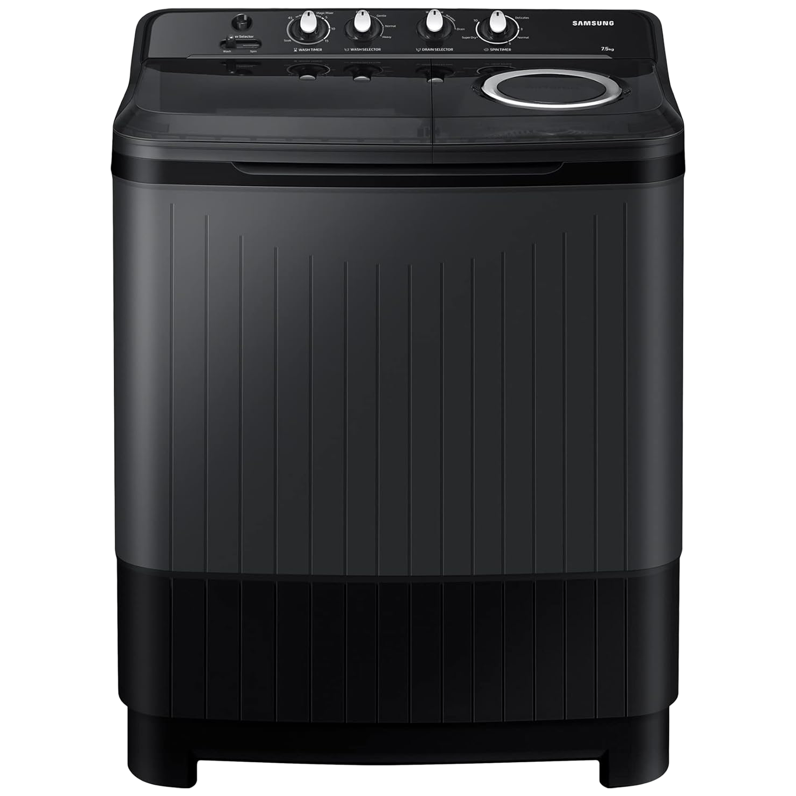 SAMSUNG 7.5 kg 5 Star Semi Automatic Washing Machine with Hexa Storm Pulsator (WT75B3200GD, Dark Grey)