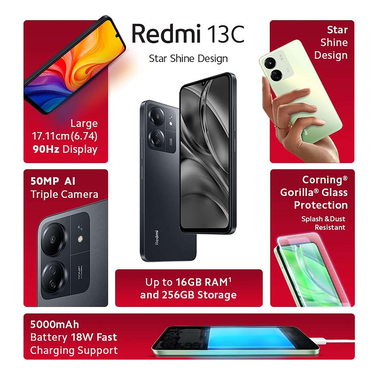 Buy Redmi 13C (4GB RAM, 128GB, Stardust Black) Online - Croma