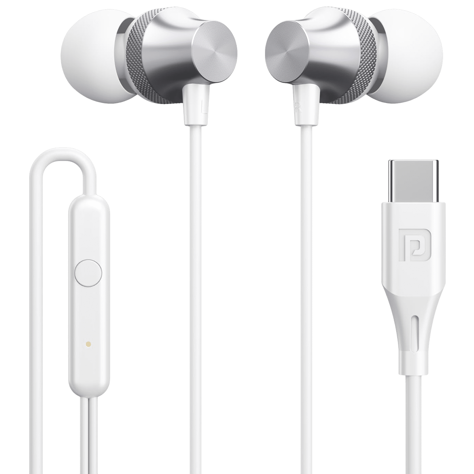 PORTRONICS Conch Beat C Wired Earphone with Mic (In Ear, Silver)