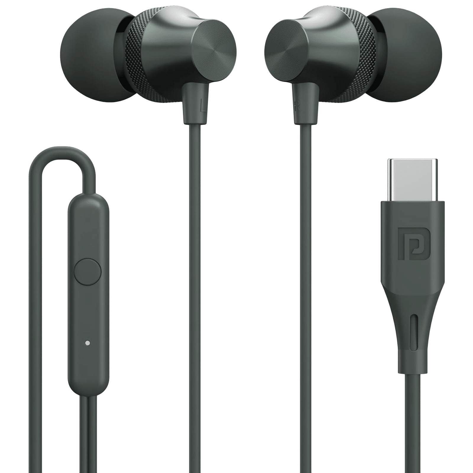 PORTRONICS Conch Beat C Wired Earphone with Mic (In Ear, Grey)