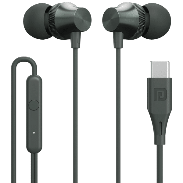 PORTRONICS Conch Beat C Wired Earphone with Mic (In Ear, Grey)_1
