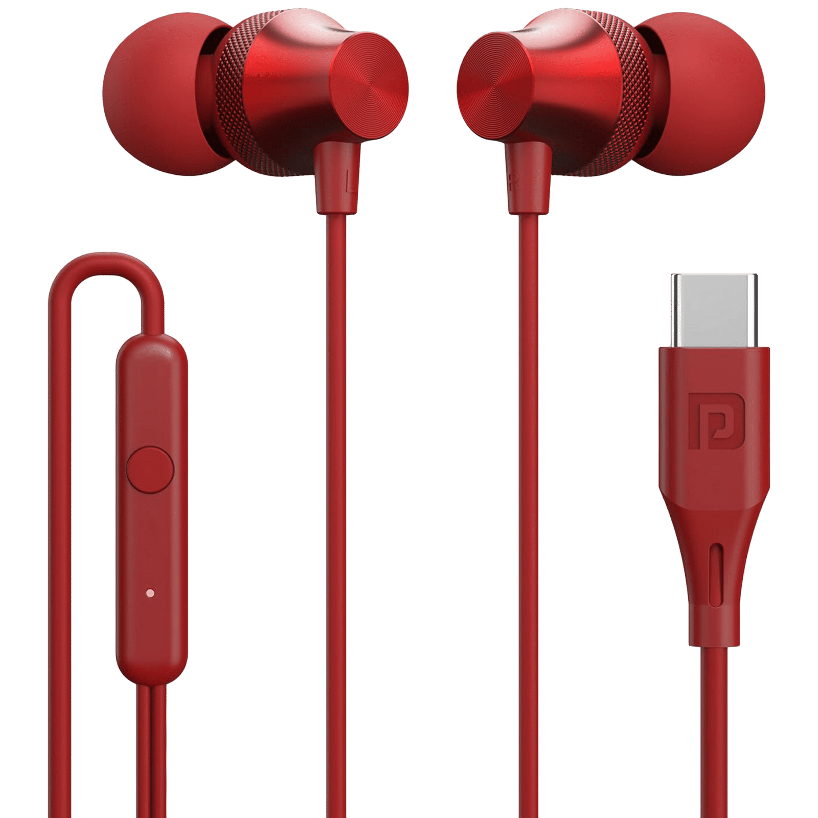 PORTRONICS Conch Beat C Wired Earphone with Mic (In Ear, Red)