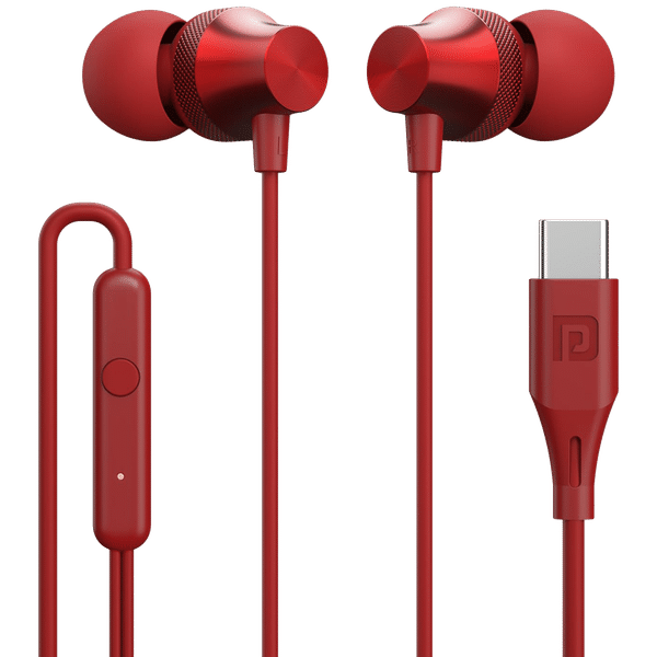 PORTRONICS Conch Beat C Wired Earphone with Mic (In Ear, Red)_1