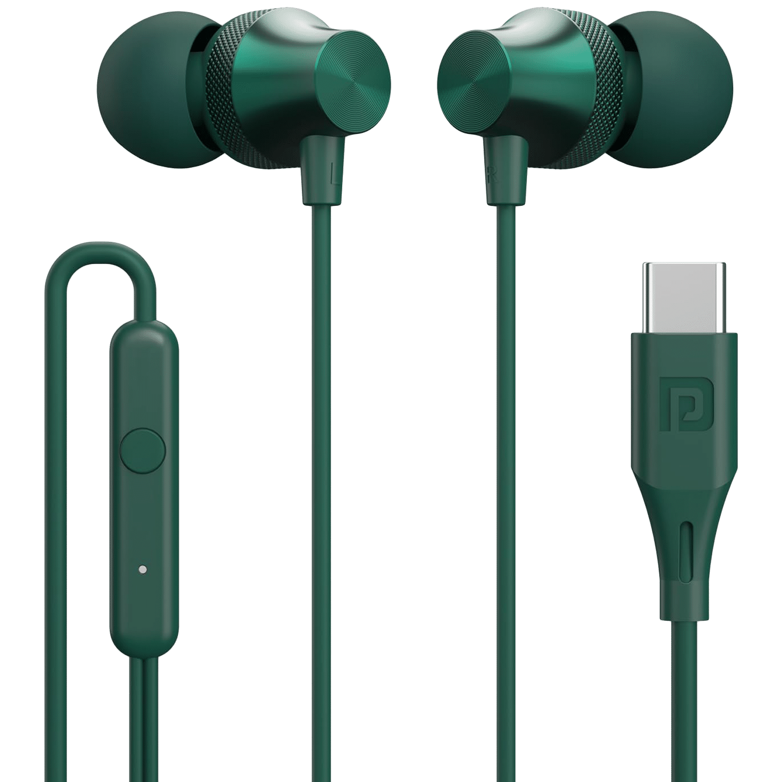 PORTRONICS Conch Beat C Wired Earphone with Mic (In Ear, Green)