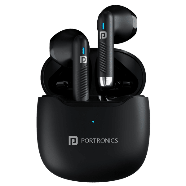 PORTRONICS Harmonics Twins S12 POR2389 TWS Earbuds (IPX5 Water Resistant, Deep Bass Technology, Black)_1
