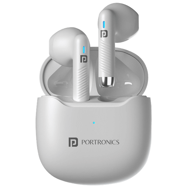 PORTRONICS Harmonics Twins S12 POR2390 TWS Earbuds (IPX5 Water Resistant, Deep Bass Technology, White)_1