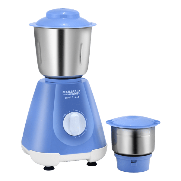 MAHARAJA WHITELINE Smart 123 500 Watt 2 Jars Mixer Grinder (20000 RPM, Air Ventilation System, Blue and Silver)_1