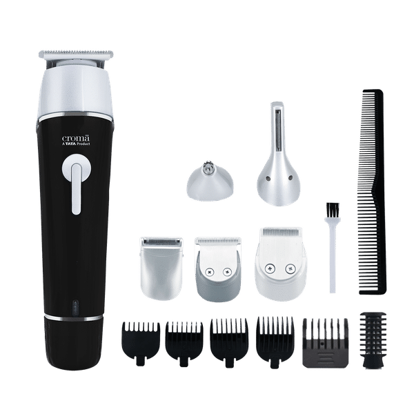 Croma CRSHB12HCA023307 11-in-1 Rechargeable Cordless Grooming Kit for Nose, Ear, Eyebrow, Beard & Moustache for Men & Women (120min Runtime, Water Resistant, Black)_1