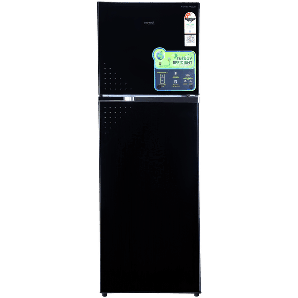 Croma 303 Litres 3 Star Frost Free Double Door Convertible Refrigerator with Inverter Technology (CRLR303FID276255, Black Uniglass)_1