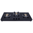 Elica 773 CT VETRO (TKN CROWN DT SERIES) Toughened Glass Top 3 Burner Automatic Gas Stove (Ultra Slim Frame, Black)_1