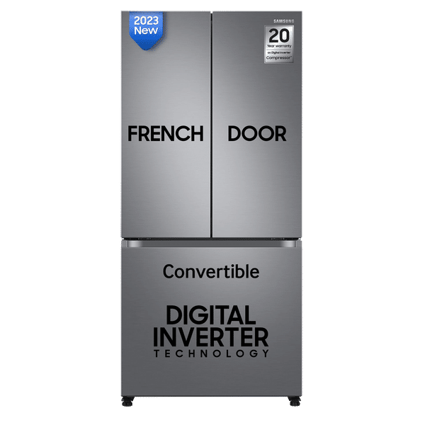 SAMSUNG 580 Litres 4 Star Frost Free French Door Convertible Refrigerator with Twin Cooling Plus Technology (RF57A5032S9/TL, Refined Inox)_1