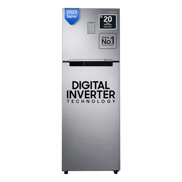 SAMSUNG 256 Litres 2 Star Frost Free Double Door Refrigerator with Toughened Glass Shelves (RT30C3442S9/HL, Refined Inox)_1