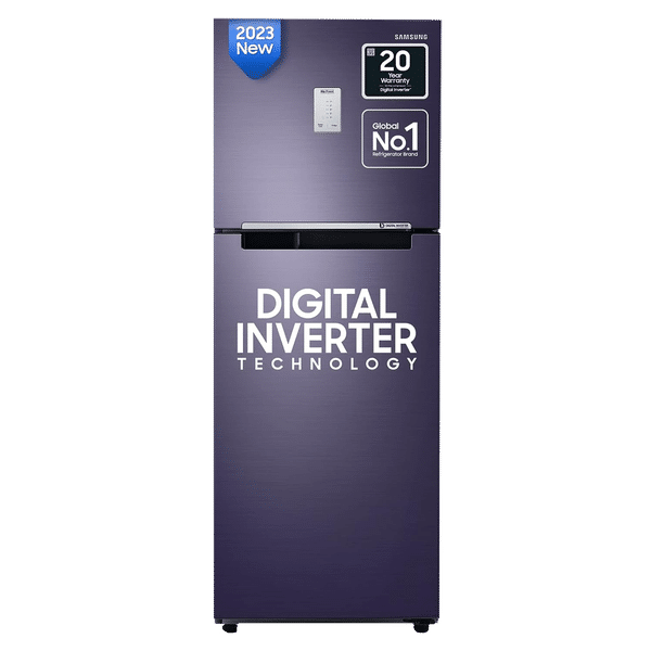 SAMSUNG 236 Litres 2 Star Frost Free Double Door Refrigerator with Toughened Glass Shelves (RT28C3452UT/HL, Pebble Blue)_1
