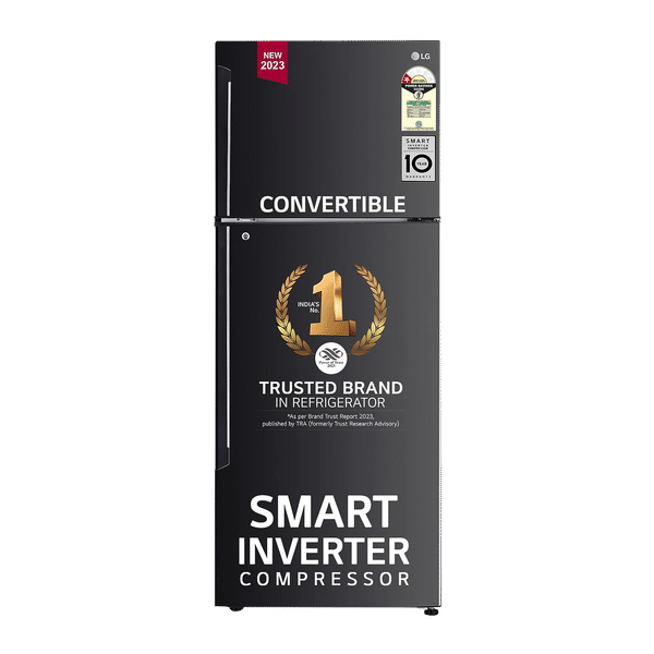 LG 446 Litres 1 Star Frost Free Double Door Convertible Refrigerator with Smart Diagnosis (GL-T502AESR.DESZEB, Ebony Sheen)_1