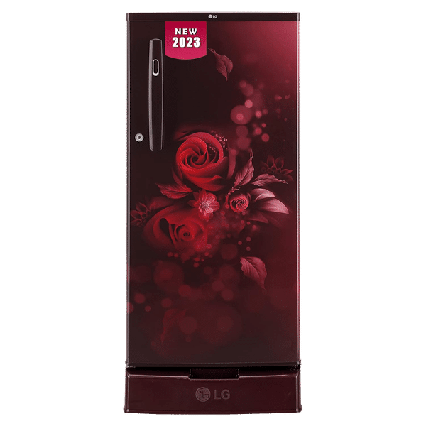 LG 185 Litres 4 Star Direct Cool Single Door Refrigerator with Base stand and Drawer (GL-D199OSEY.DSEZPST, Scarlet Euphoria)_1