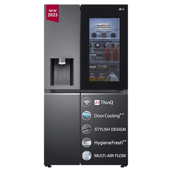 LG 635 Litres 3 Star Frost Free Side by Side Refrigerator with Smart Diagnosis (GL-X257AMCX, Matt Black)_1