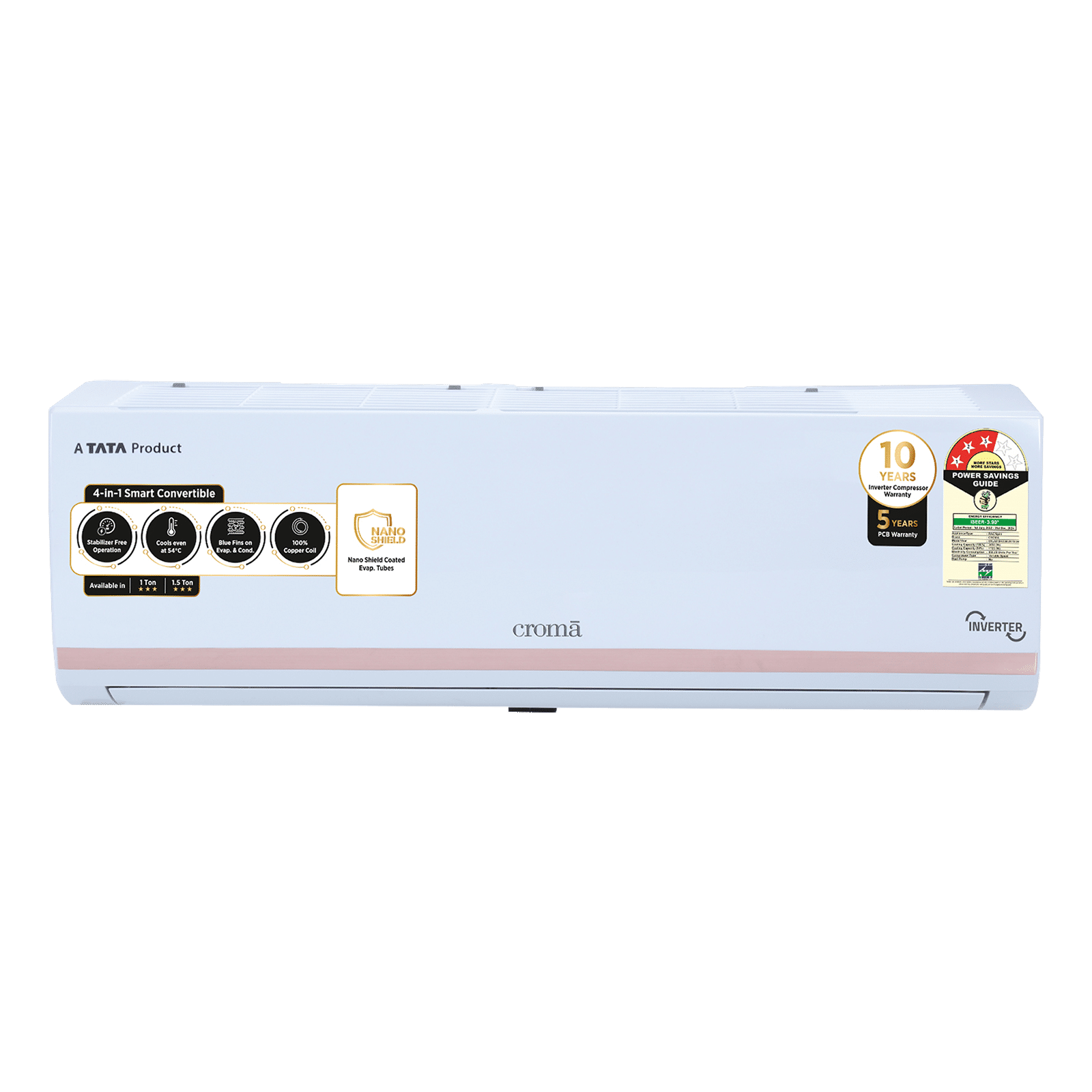 Croma 4 in 1 Convertible 1.5 Ton 3 Star Inverter Split AC with Dust Filter (2024 Model, Copper Condenser, CRLA018IND283258)