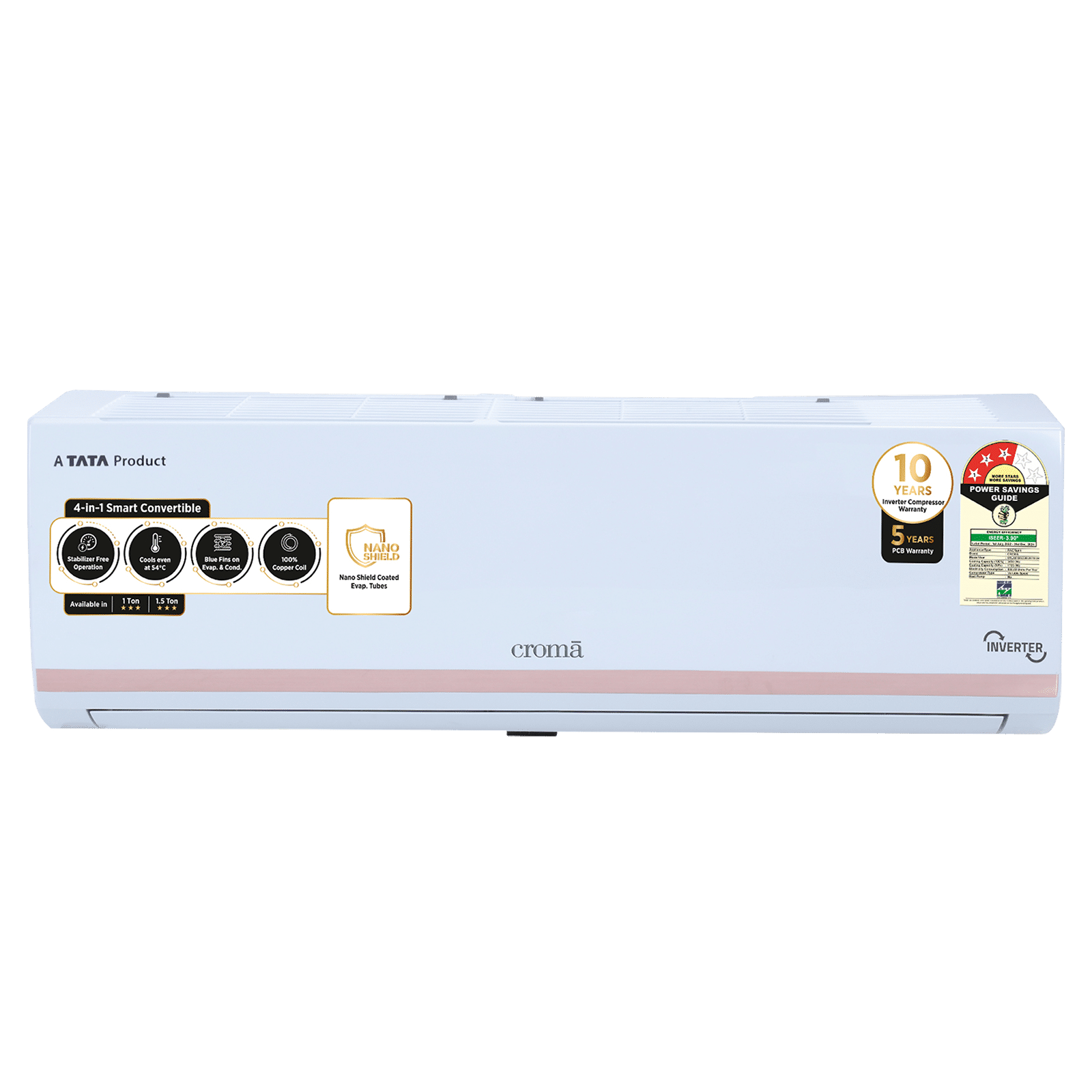 Croma 4 in 1 Convertible 1 Ton 3 Star Inverter Split AC with Dust Filter (2024 Model, Copper Condenser, CRLA012IND283257)