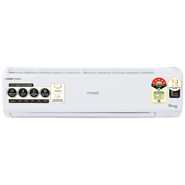 Croma 5 in 1 Convertible 1 Ton 5 Star Inverter Split AC with Dust Filter (2024 Model, Copper Condenser, CRLA012INF170268)_1