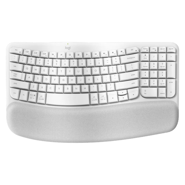 logitech Wave Keys Bluetooth Wireless Keyboard with Cushioned Palm Rest (Easy Switch Keys, Off White)_1