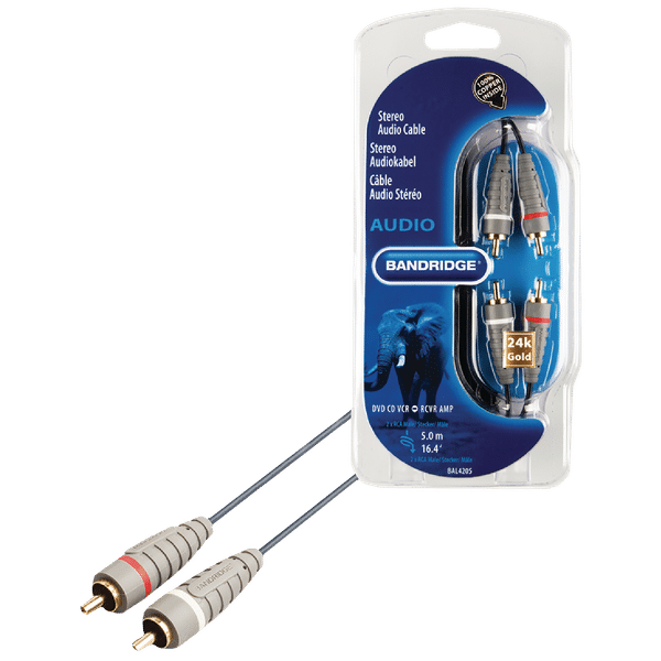 Bandridge BAL4205 PVC 5 Meter RCA to RCA Audio Cable (24K Gold Plated, Blue)_1