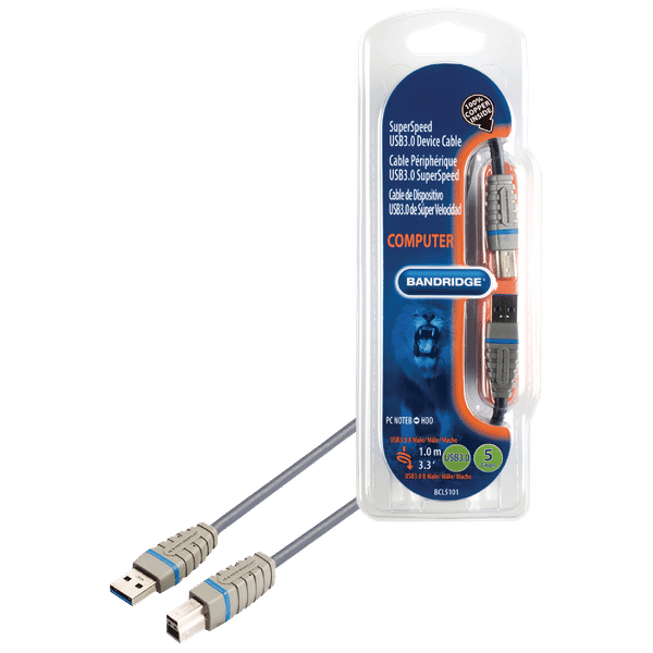Bandridge BCL5101 PVC 1 Meter USB 3.0 (Type-A) to USB 3.0 (Type-B) Data Transfer USB Cable (Upto 5 Gbps Data Transfer, Blue)_1
