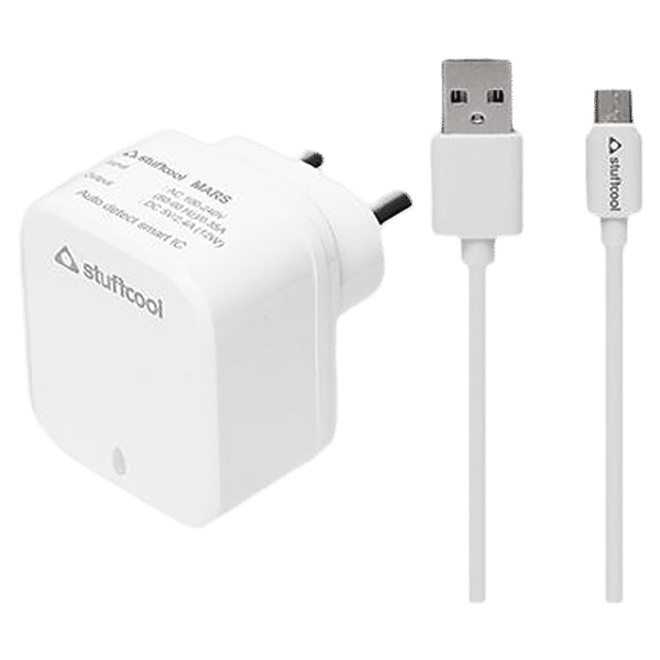 stuffcool Charge It 2.4 Amp Dual USB Wall Charging Adapter with 100 cm microUSB Cable (HKMARSMI-WHT, White)_1