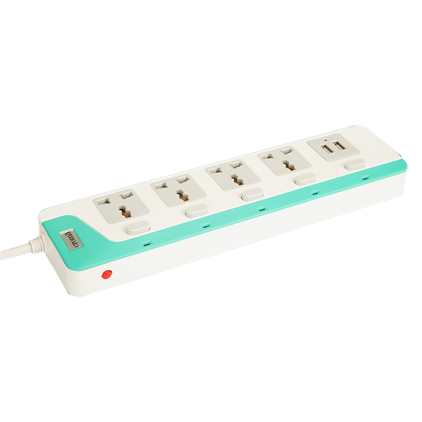 Croma 6 Amps 4 Sockets Surge Protector WIth Individual Switch (2 Meters, Child Safety Shutter, CRCP1001, Blue)_1