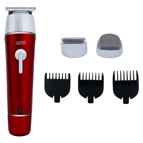 Croma CRSHG05HCA023306 Cordless Wet & Dry Trimmer for Beard and Hair for Men (120mins Runtime, Water Resistant, Red) _1