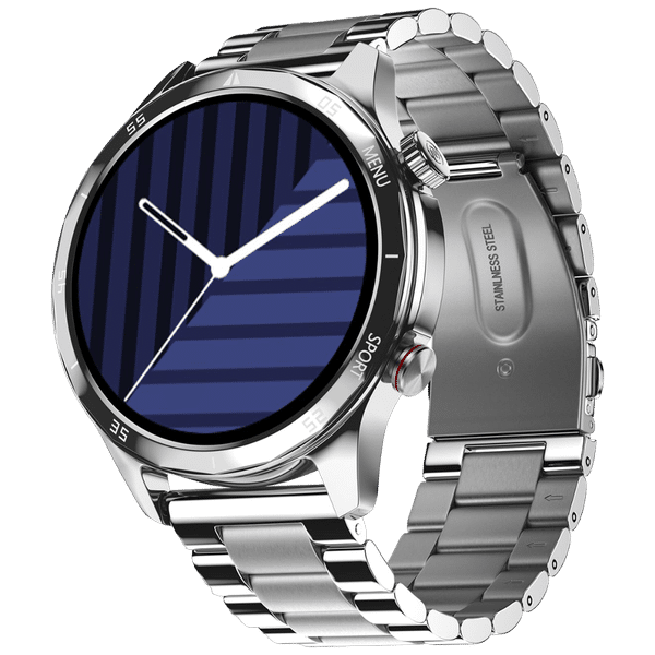 noise NoiseFit Mettalix Smartwatch with Bluetooth Calling (35.5mm HD Display, IP68 Water Resistant, Elite Silver Strap)_1