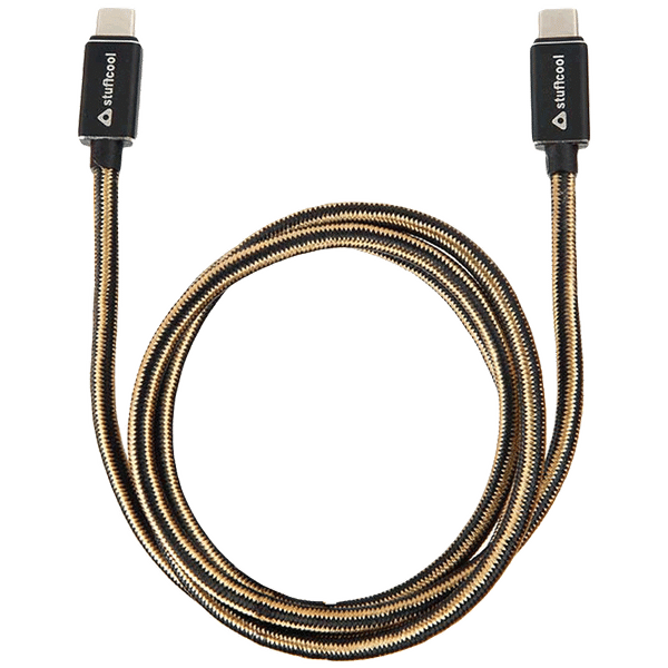 stuffcool KNIGHT-BLK Type C to Type C 3.2 Feet (1M) Cable (Colour Woven Cable, Black)_1