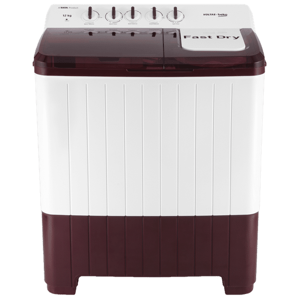 VOLTAS beko 12 kg 5 Star Semi Automatic Washing Machine with Cassette Filter (WTT120UPA/BR5KPTD, Burgundy)_1
