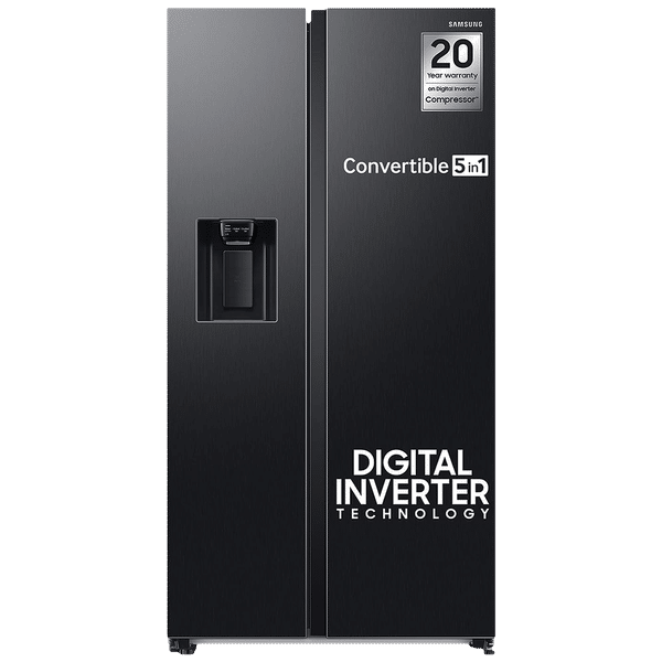 SAMSUNG 633 Litres 3 Star Auto Defrost Side by Side Door Smart Wi-Fi Enabled Refrigerator with Twin Cooling Plus (RS78CG8543B1HL, Black DOI)_1