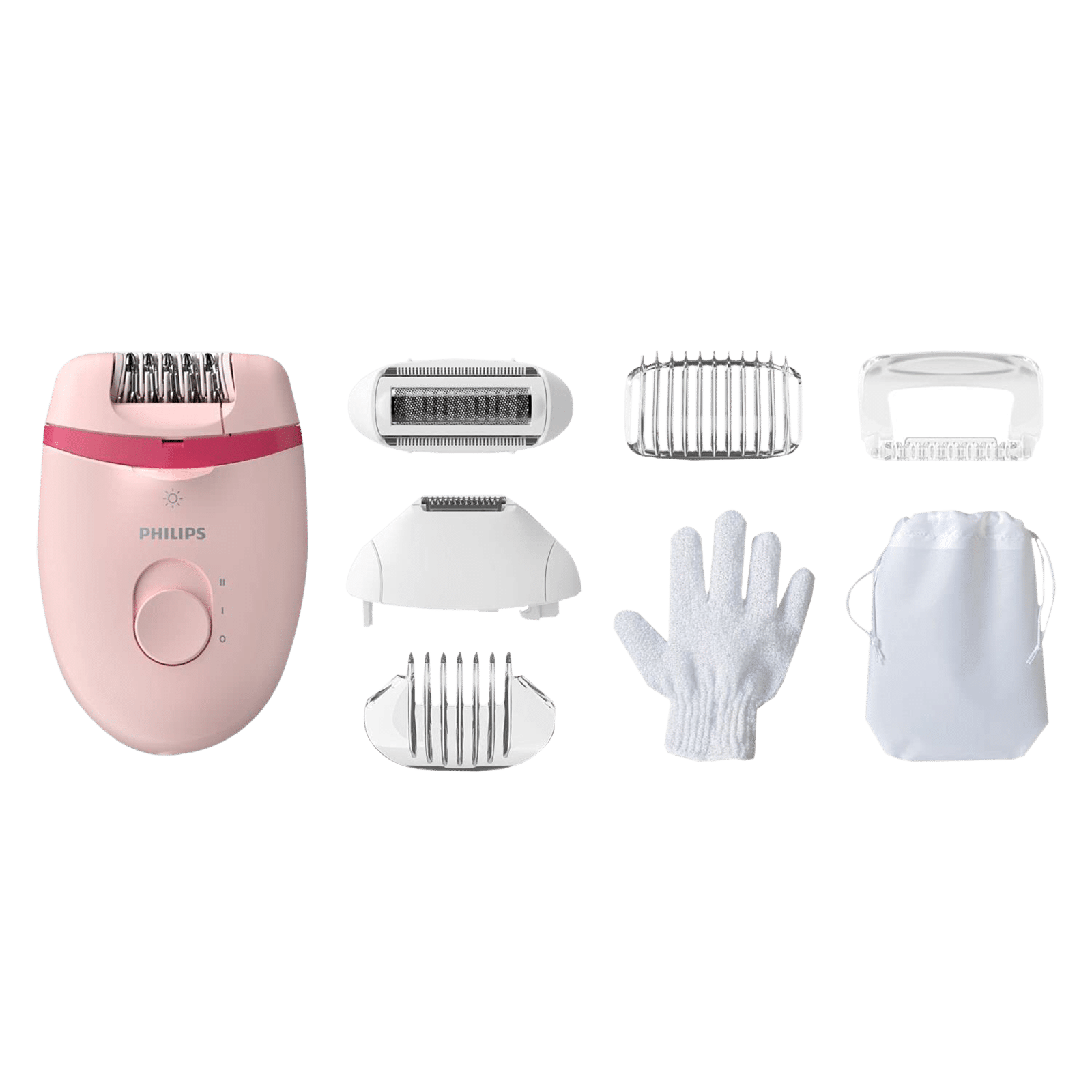 Buy PHILIPS Satinelle Essential Corded Wet & Dry Epilator for Arms, Legs & Intimate Areas with 5 Interchangeable Heads (Efficient Epilation System, Pink) Online - Croma