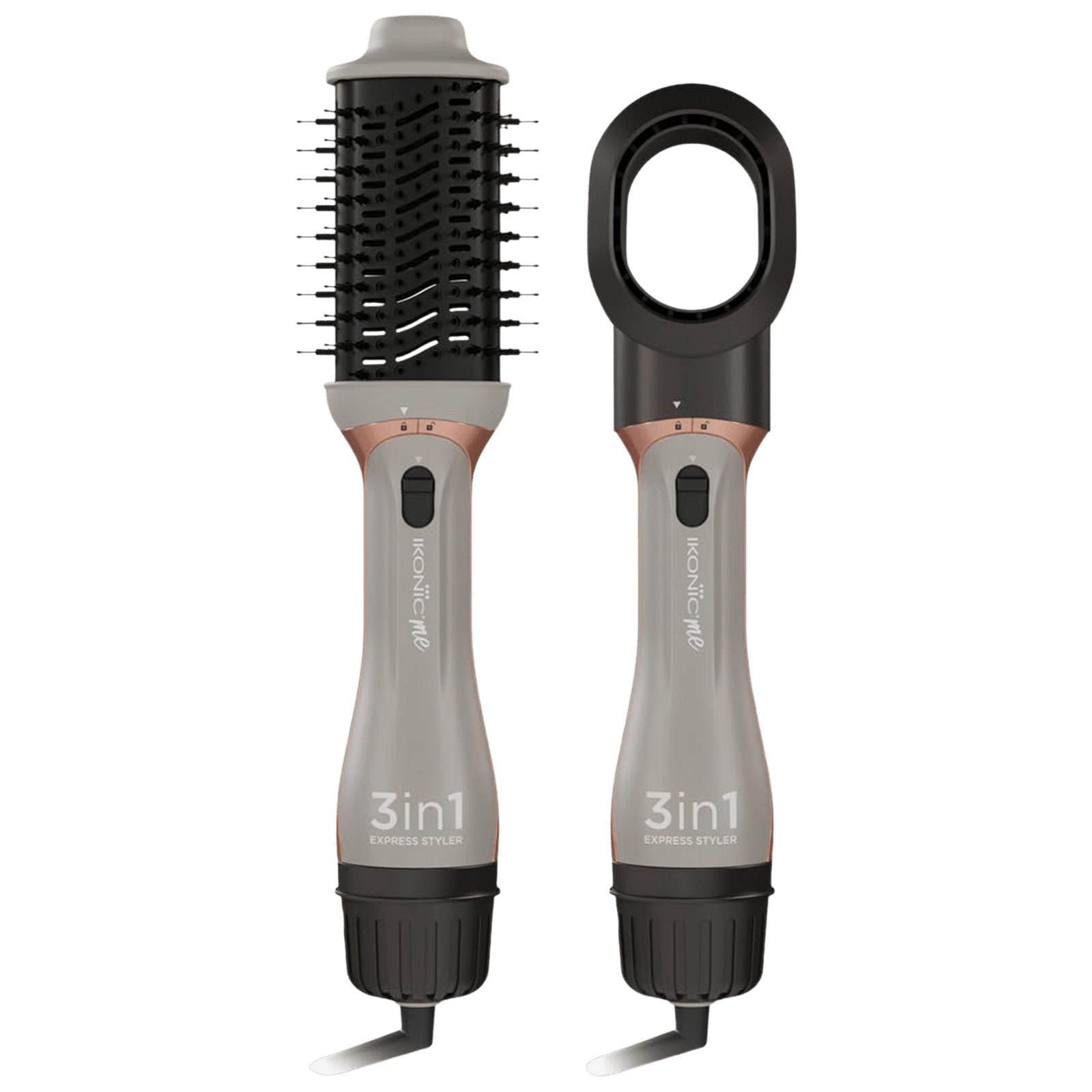 Ikonic Me Express 3-in-1 Hair Styler with Ceramic Titanium Coated Barrel (Innovative Airflow Vents, Grey)