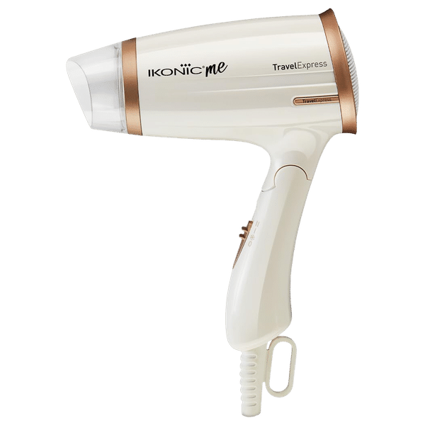 Ikonic Me Travel Express Hair Dryer with 3 Heat Settings & Cool Blow (Overheat Protection, White & Rose Gold)_1