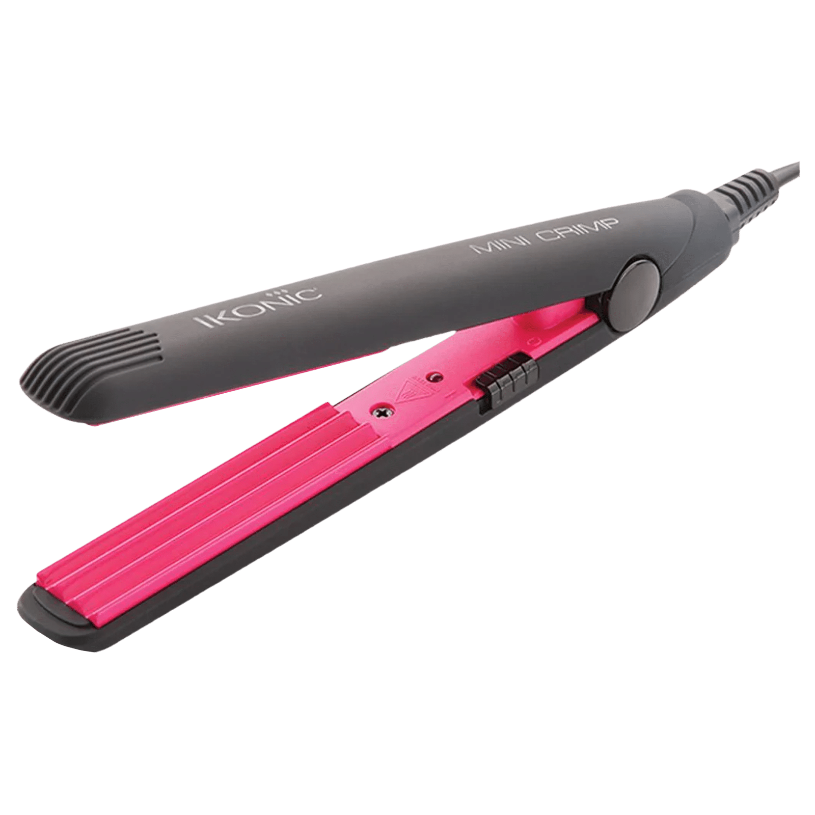 Ikonic Mini Crimper Hair Curler with Power Indicator light (Ceramic Plates, Black & Pink)