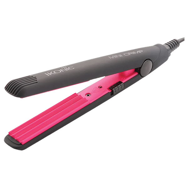 Ikonic Mini Crimper Hair Curler with Power Indicator light (Ceramic Plates, Black & Pink)_1