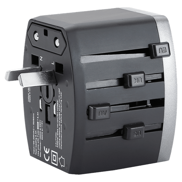 Croma 4 Plugs Travel Adapter (Over Current Protection, CRST30WUTA014802, Black)_1