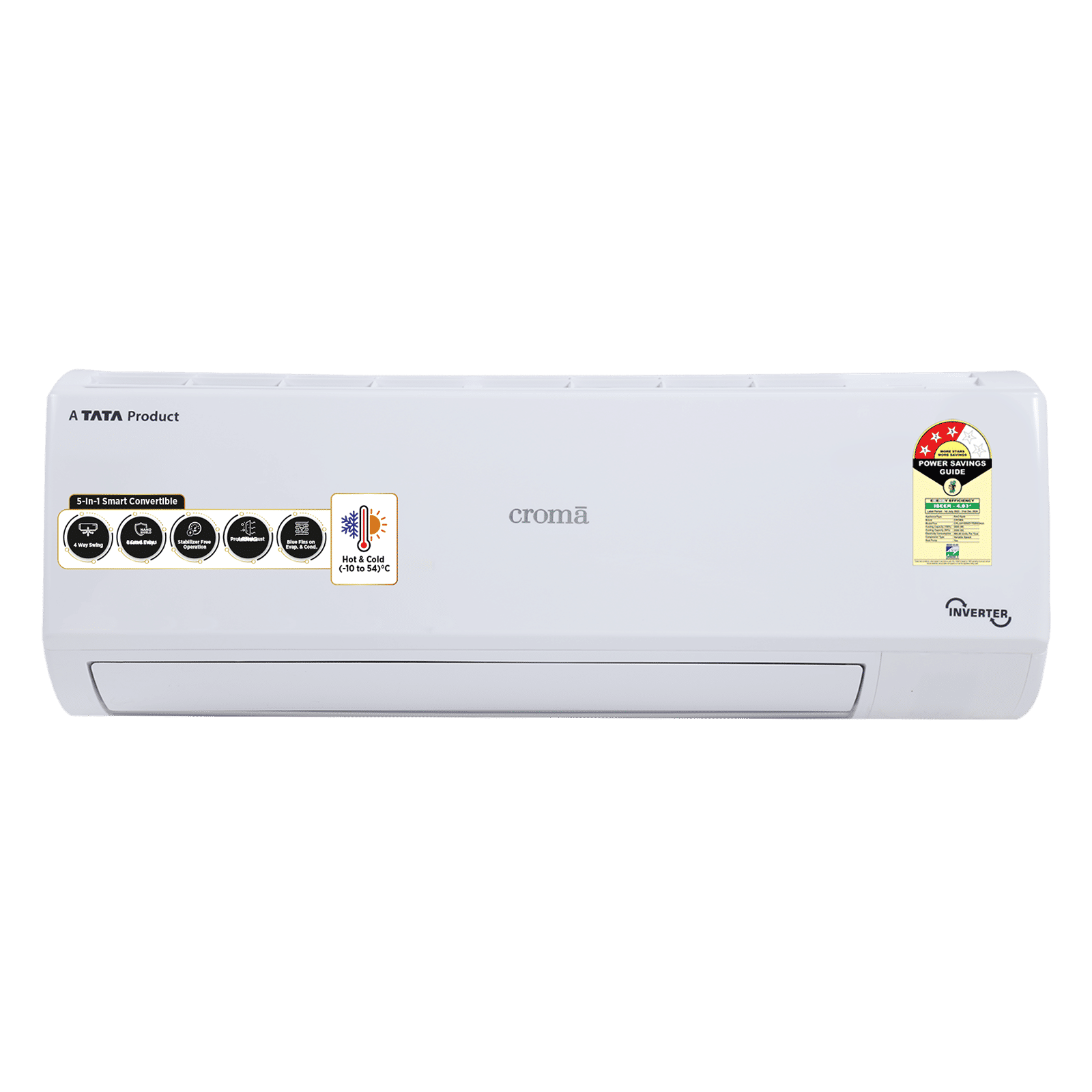 Croma 5 in 1 Convertible 1.5 Ton 3 Star Hot and Cold Split AC with PM 2.5 Filter (2024 Model, Copper Condenser, CRLAH18IND170266)