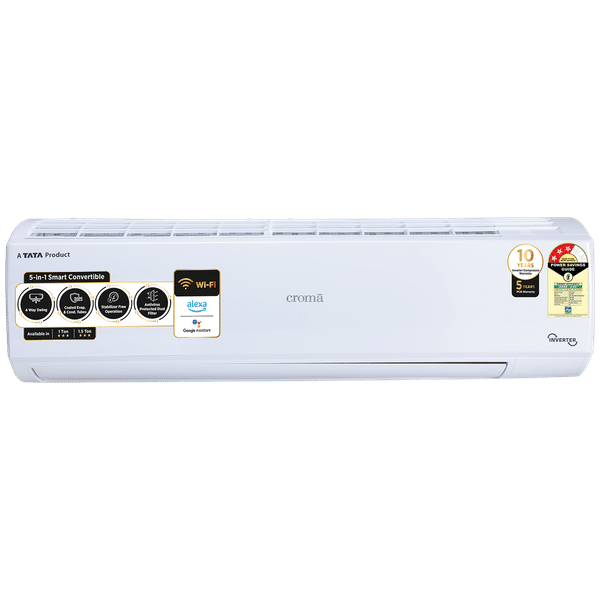 Croma 5 in 1 Convertible 1 Ton 3 Star Inverter Split Smart AC with PM 2.5 Filter (2024 Model, Copper Condenser, CRLAS12IND170262)_1